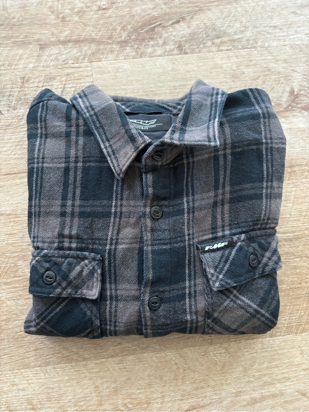 Flying Machine Factory Black and Gray Plaid Button-Down Shirt
